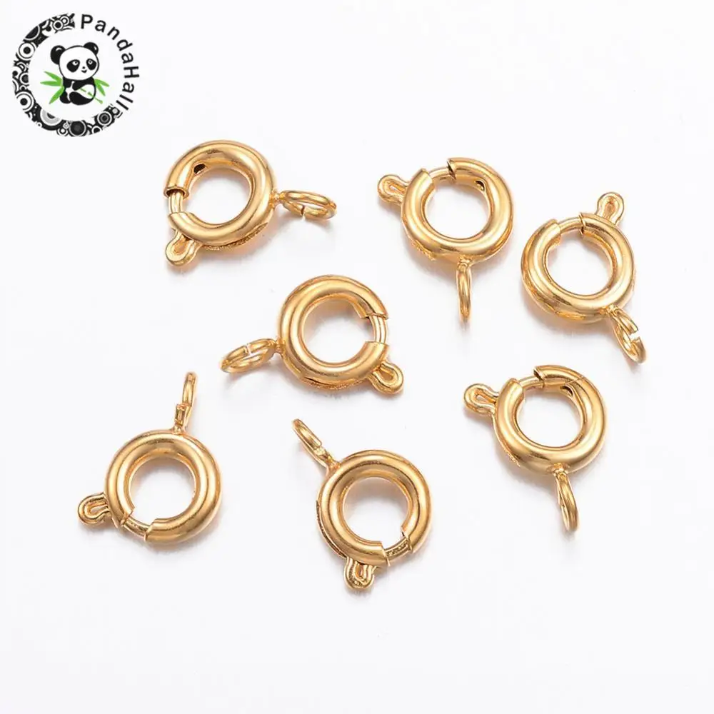 304 Stainless Steel Spring Clasps, Golden, 9x7x1.8mm, Hole 2mmin