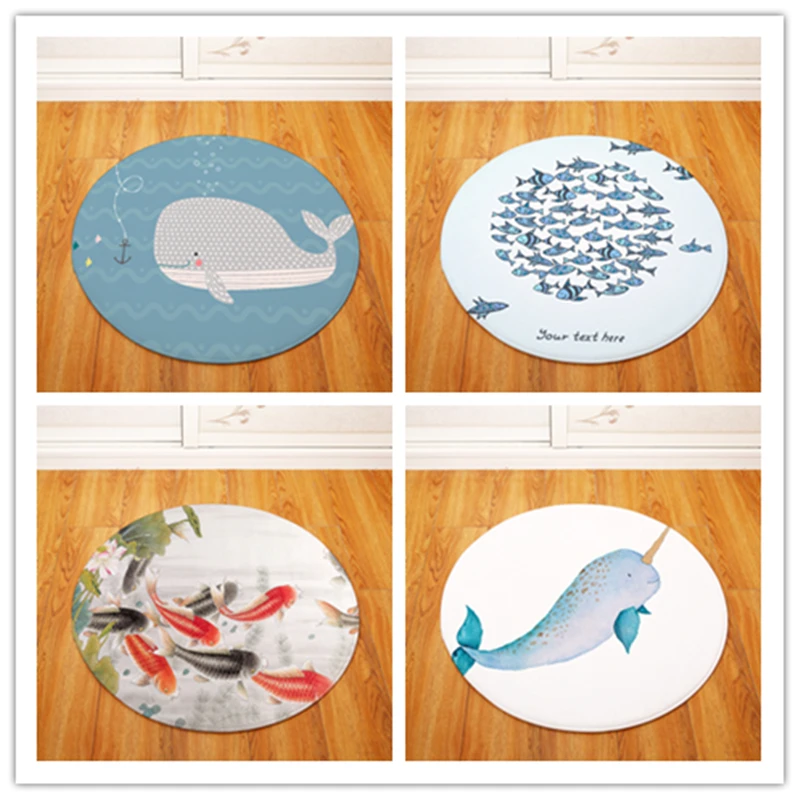 

Marine life Round Tapete For Living Room Bedroom Home Decor Carpet Rug Children Kids Soft Play Mat