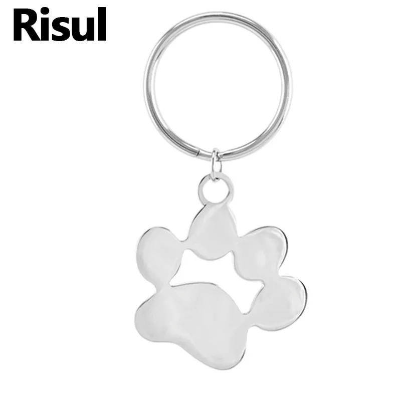 

100% Stainless Steel Paw Keychain Dog Paw Blank Tags Key Chain Personalized Print Engraved Keyring High Polished Wholesale 10pcs