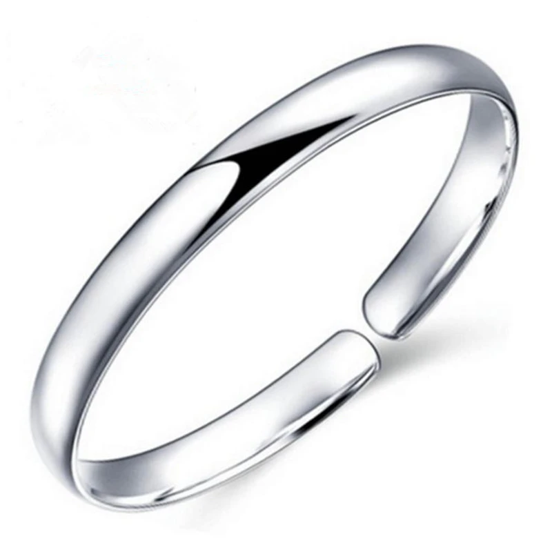 

ONEVAN New Fashion 925 Sterling Silver Bracelet Simple Glossy Bracelets Bangles For Women Wedding Party Jewelry Girl Best Gift
