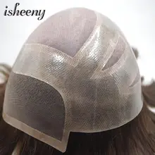 Isheeny 120% моно для мужчин s парик 1B#2# индийский Remy человеческие волосы с натуральным Hailine дышащий моно чистая накладка из искусственных волос для мужчин Искусственные парики