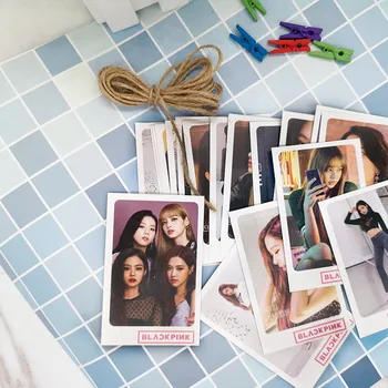 

Kpop BLACKPINK EXO TWICE IZONE NCT127 Cards Photo Cards LOMO 45Pcs Small Cards With Clips And Rope