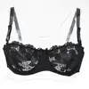 YANDW – soutien-gorge en dentelle pour femmes, grande taille, Sexy, grande taille, plongeant, fin, sans doublure, Push Up, Transparent, blanc, noir ► Photo 3/6