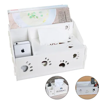 

Desktop Decor Wooden Storage Boexs Office Stationery Storage Box White Square Cosmetic Jewelry Storage Cabinets Napkin Box