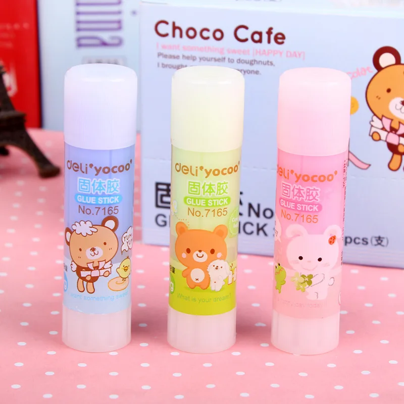 Cute Plastic Glue Stick Mini Kawaii Cartoon Recycle Strong Adhesion