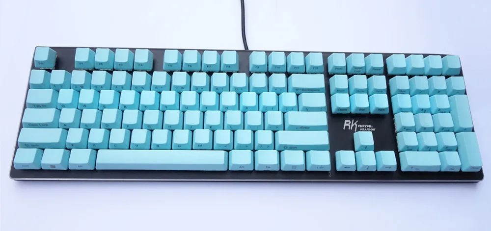 

OEM Light Blue Thick PBT Keycaps ANSI Layout Top Print Side Print Blank for Cherry MX Switch Mechanical Keyboard Free Shipping