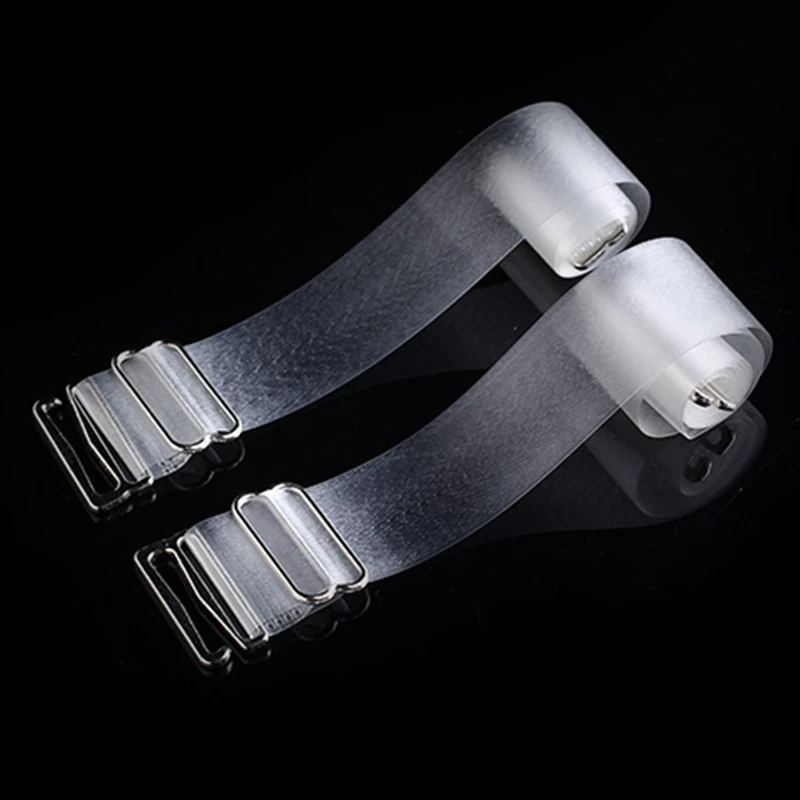 1.8 CM Women Metal Buckle Sexy Bra Straps Non Slip Clear Bra Straps Elastic Invisible