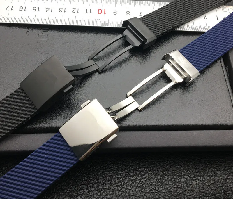 Мягкий качественный черный темно-синяя силиконовая резина Ремешок для часов 24 мм ремешок для часов браслет для navitimer/мститель для Breitling ремешок