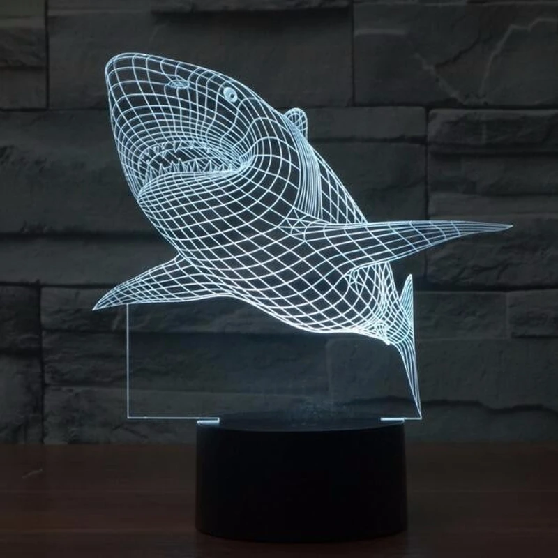 3d светодиодный светильник ночник Творческий Акула детская настольная лампа