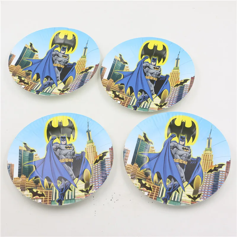 20pcs-hero-batman-children-birthday-party-decorations-disposable-paper-plates-cake-dishes-party-supplies (2)