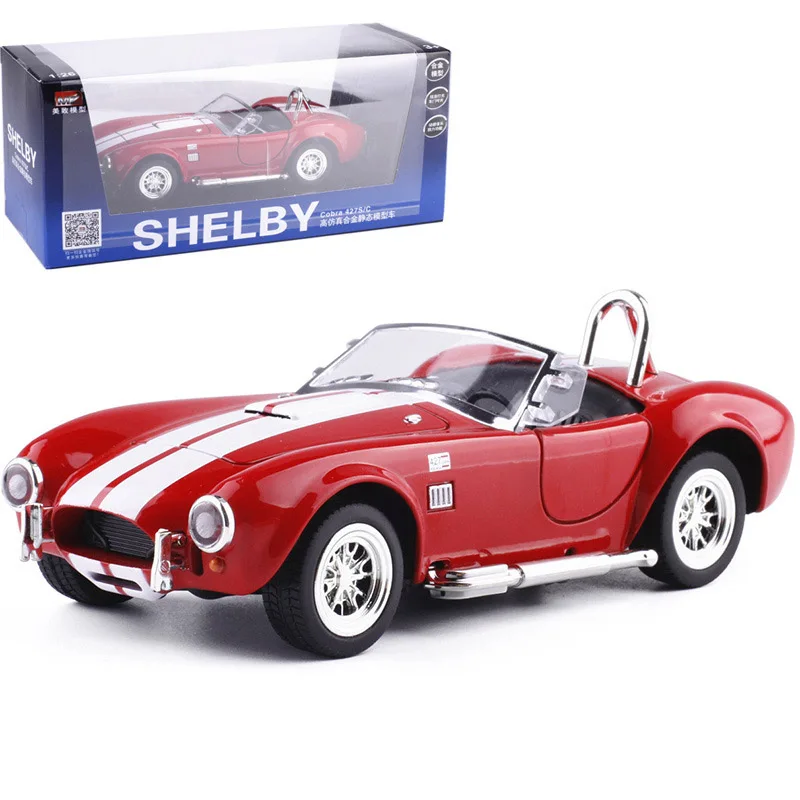 

1/32 Ford Shelby Cobra Model Toy Cars Alloy Diecast Metal Casting Sports Car Sound Light Pull Back Toys