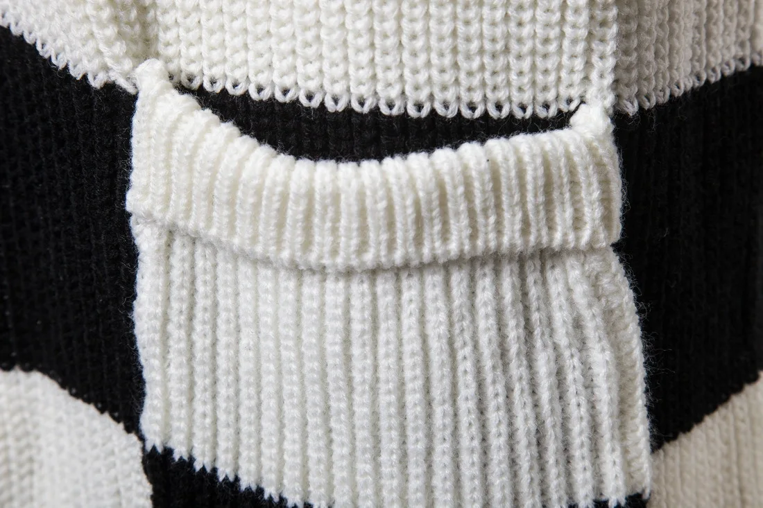 Осень-зима мужские кардиган вязаный длинный черный, белый цвет полосатый шить Повседневное модный свитер Вязание свитера мужской одежды