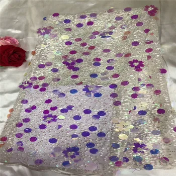 

Nigerian french lace embroidered tulle lace fabric for wedding dress,African lace fabric 5yards/lot with sequins bh81-23