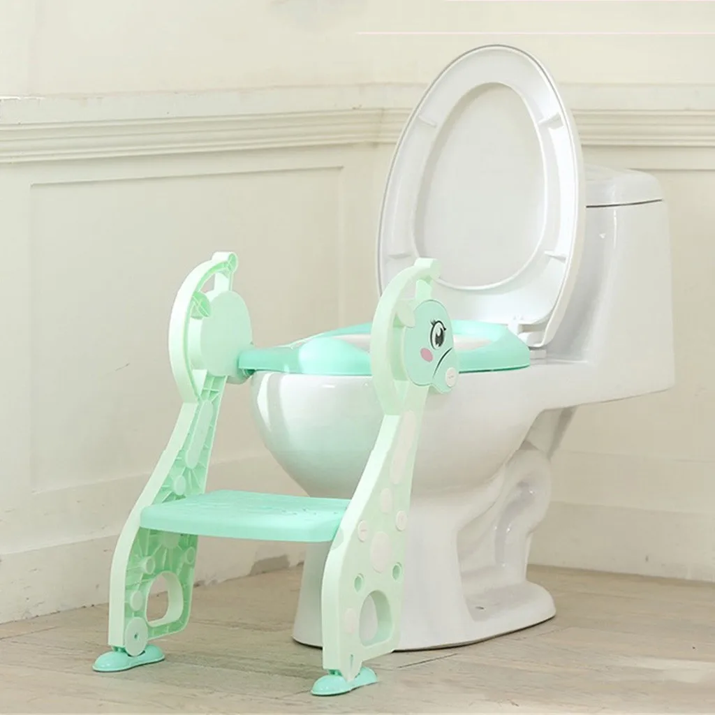 

Kid Potty Toilet Trainer Seat Step Stool Ladder Children Portable Deer Toilet Ring Baby Outdoor Travel Potty Folding Chair