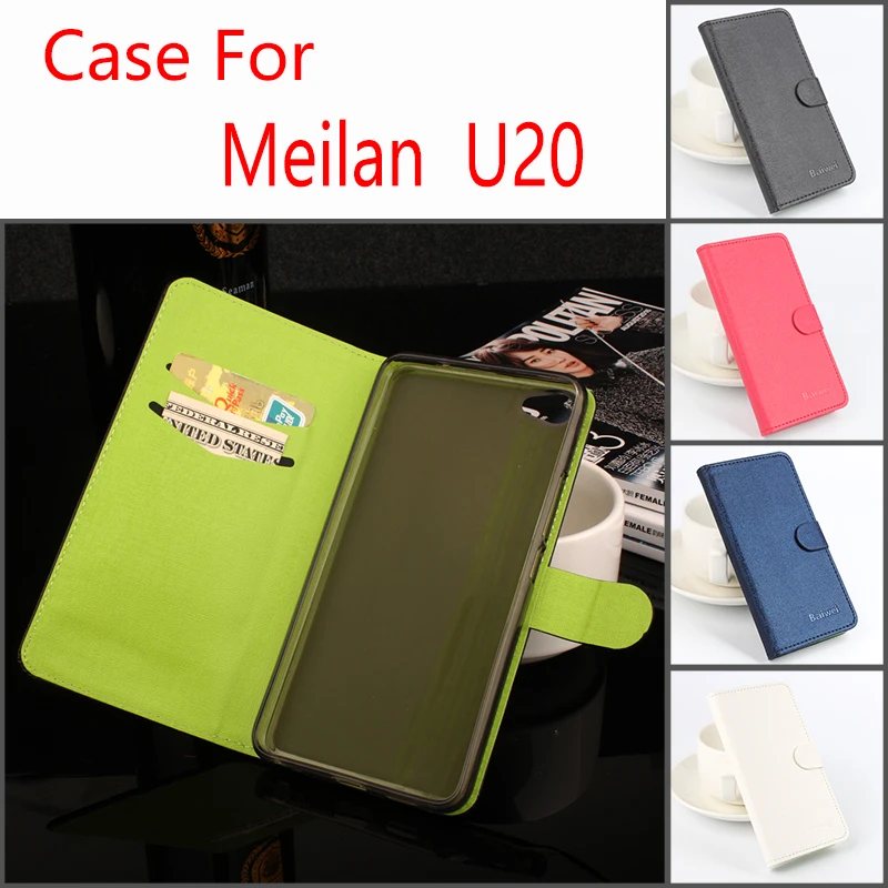 

For MEILAN U20 Phone Case Fasion Pure Color Folio Flip Premium PU Leather Wallet Case Cover Cash/Card Slots Factory Price