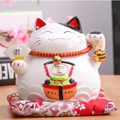 4,5 дюймовая керамическая копилка Maneki Neko Lucky Cat домашний декор фарфоровые декоративные украшения Рождественский подарок Удача кошка копилка ремесло - Цвет: Синий