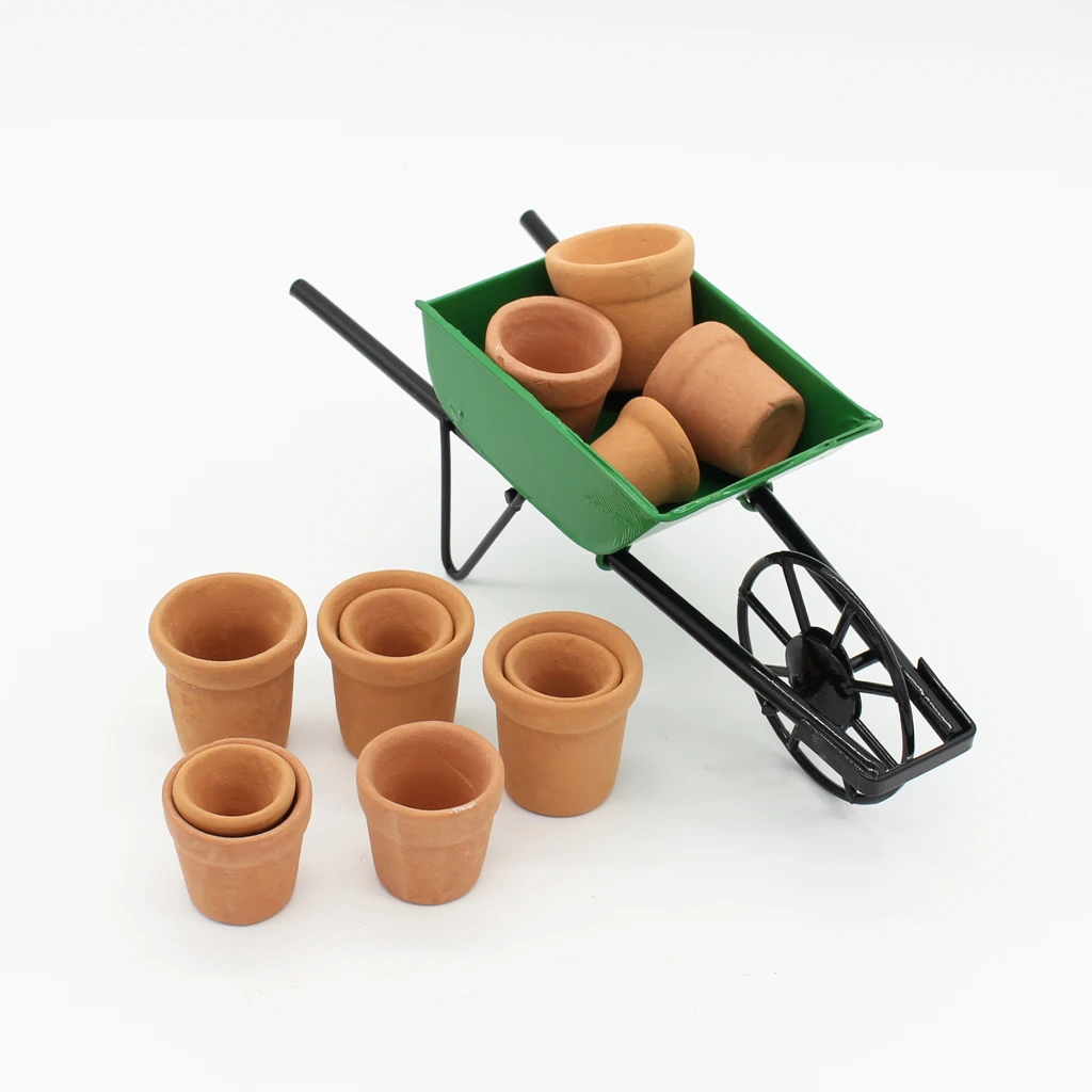 1:12 Scale 12 pcs Dollhouse Miniatures Ceramic Porcelain Flowerpots for Fairy Garden Plants Accessories 