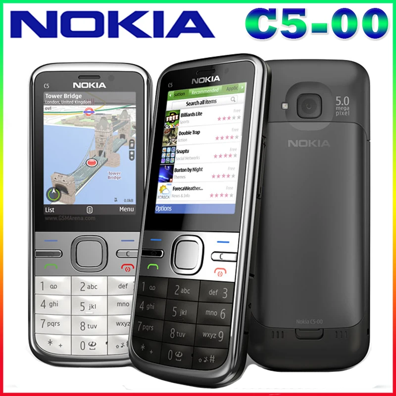 C5 Original Unlocked Nokia C5 00 cell phone GSM 3G 3 15MP Camera FM GPS Bluetooth