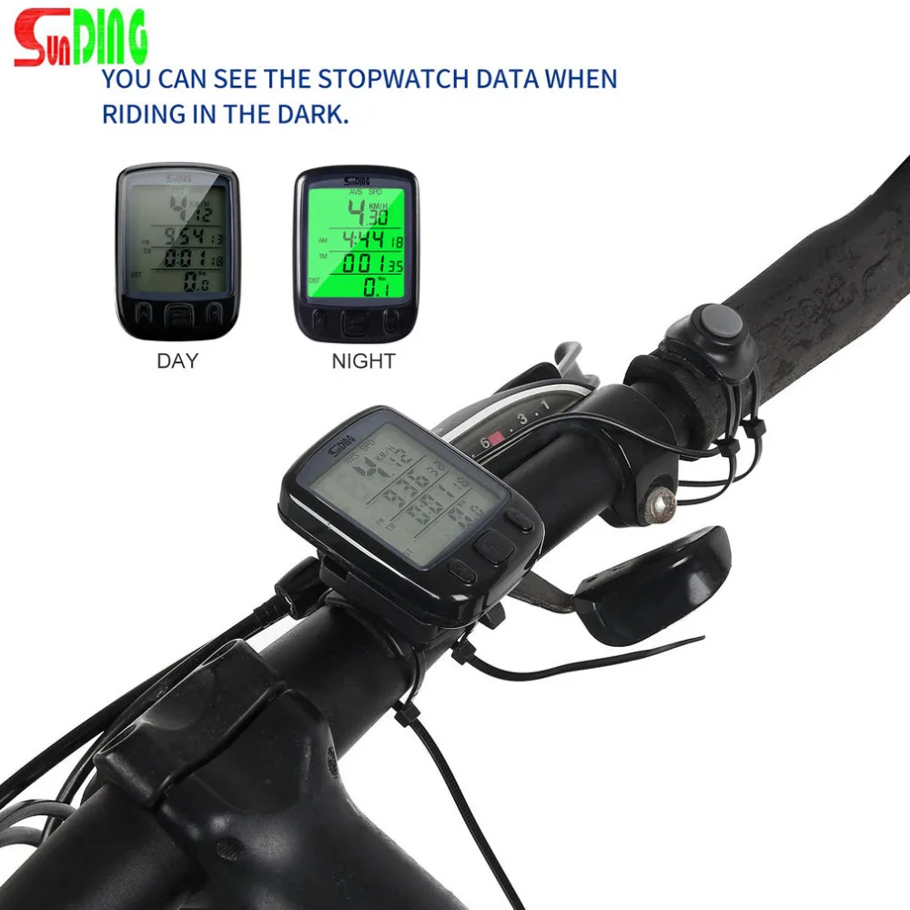 

Sunding SD 563B Waterproof LCD Display Cycling Bike Bicycle Computer Odometer Speedometer with Green Backlight Hot sale