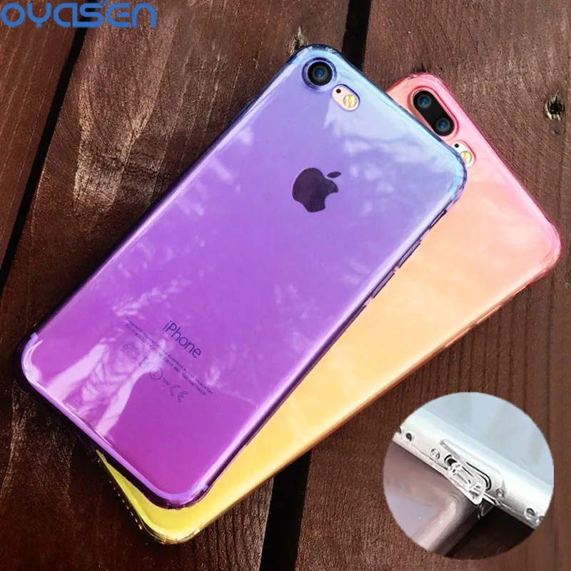 Чехол для iPhone 6 плюс 6S 7 Plus 8 x ультратонких градиент Цвет противоударный