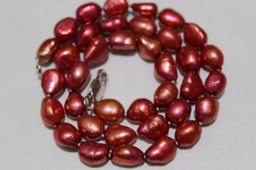 Fashion Lady's Pearl Jewelry Rice Red Wine Color 8 9mm Freshwater Pearl
