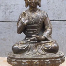 Bi003552 2" Тибетский Буддизм гелуг секты основатель бронзовые Позолоченные Цонкапа Статуя Будды