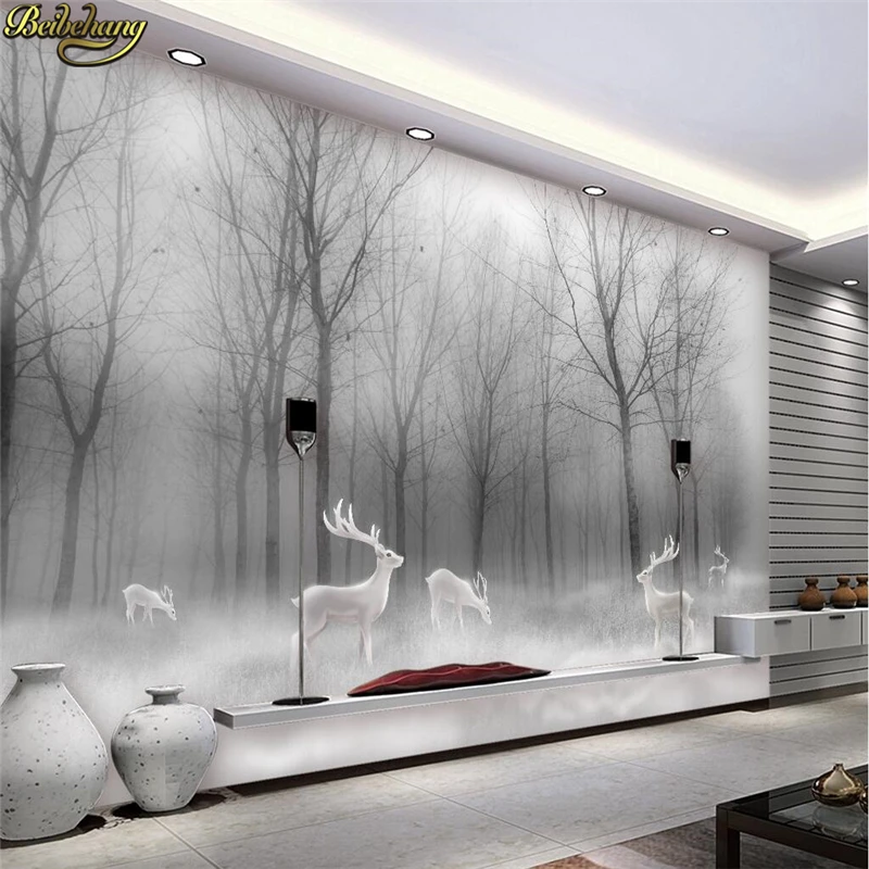 beibehang Custom 3d Nordic Misty Forest mural wall paper landscape TV background sofa bedroom photo wallpaper for wall painting beibehang Custom 3d Nordic Misty Forest mural wall paper landscape TV background sofa bedroom photo wallpaper for wall painting