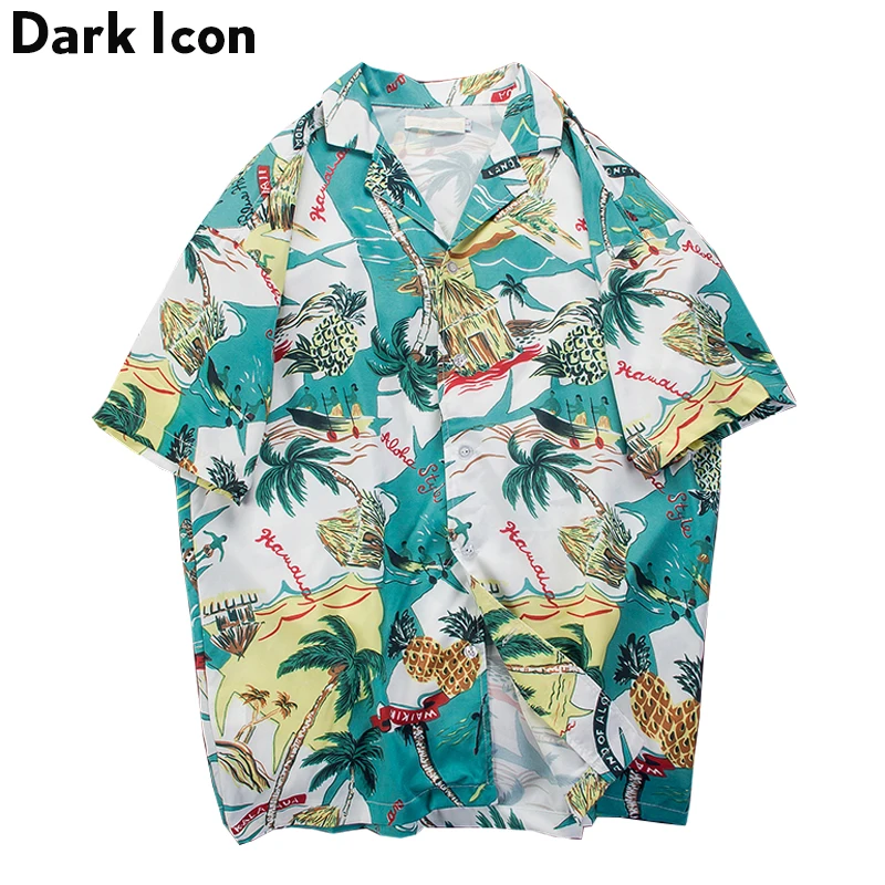 

Hawaii Style Hip Hop Shirt Men 2018 Summer Single Breasted Short Sleeved Men's Shirts