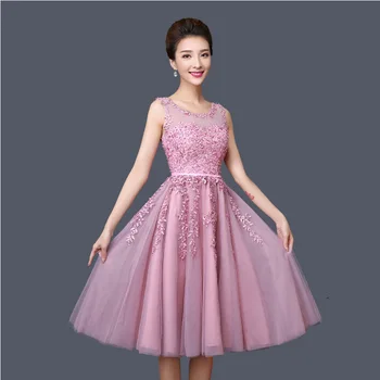 

Beading Appliques Women Evening Gowns A-line Short Prom Party Dress Tulle Elegant Female Banquet Dresses G621