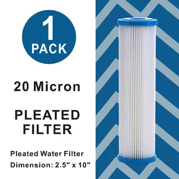 

20 Micron - Whole House Sediment Pleated Filter Cartridge, Washable 10" L x 2-1/2" OD Water Filter Cartridges