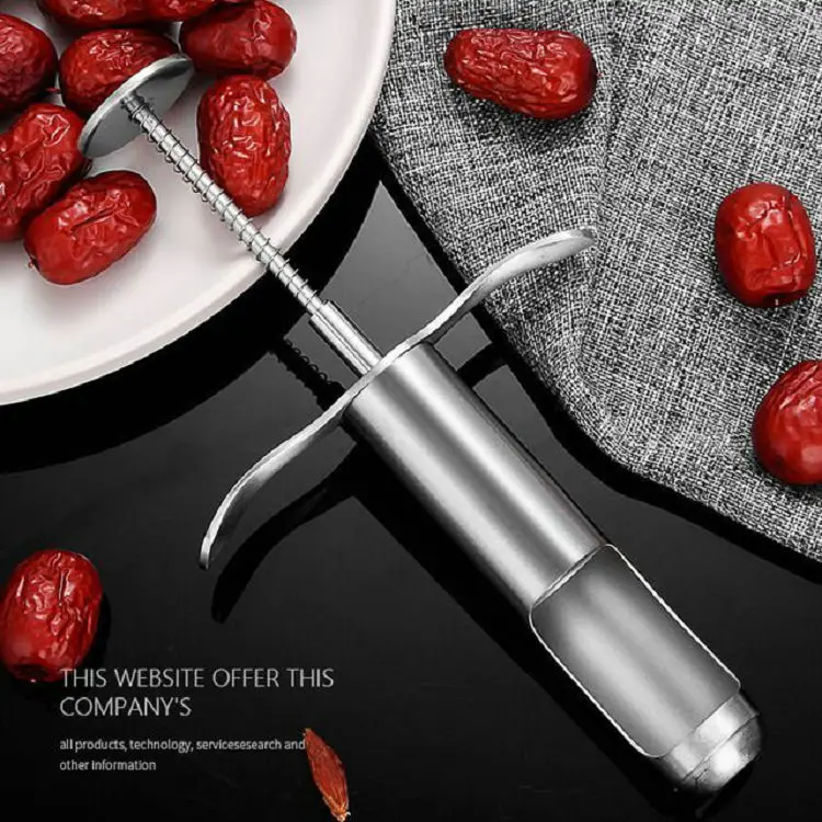 

304 Stainless Steel Multi Functional Cherry Red Dates Nuclear Device Hand Press Seed Separator Easy Squeeze Grip Fruit Corers