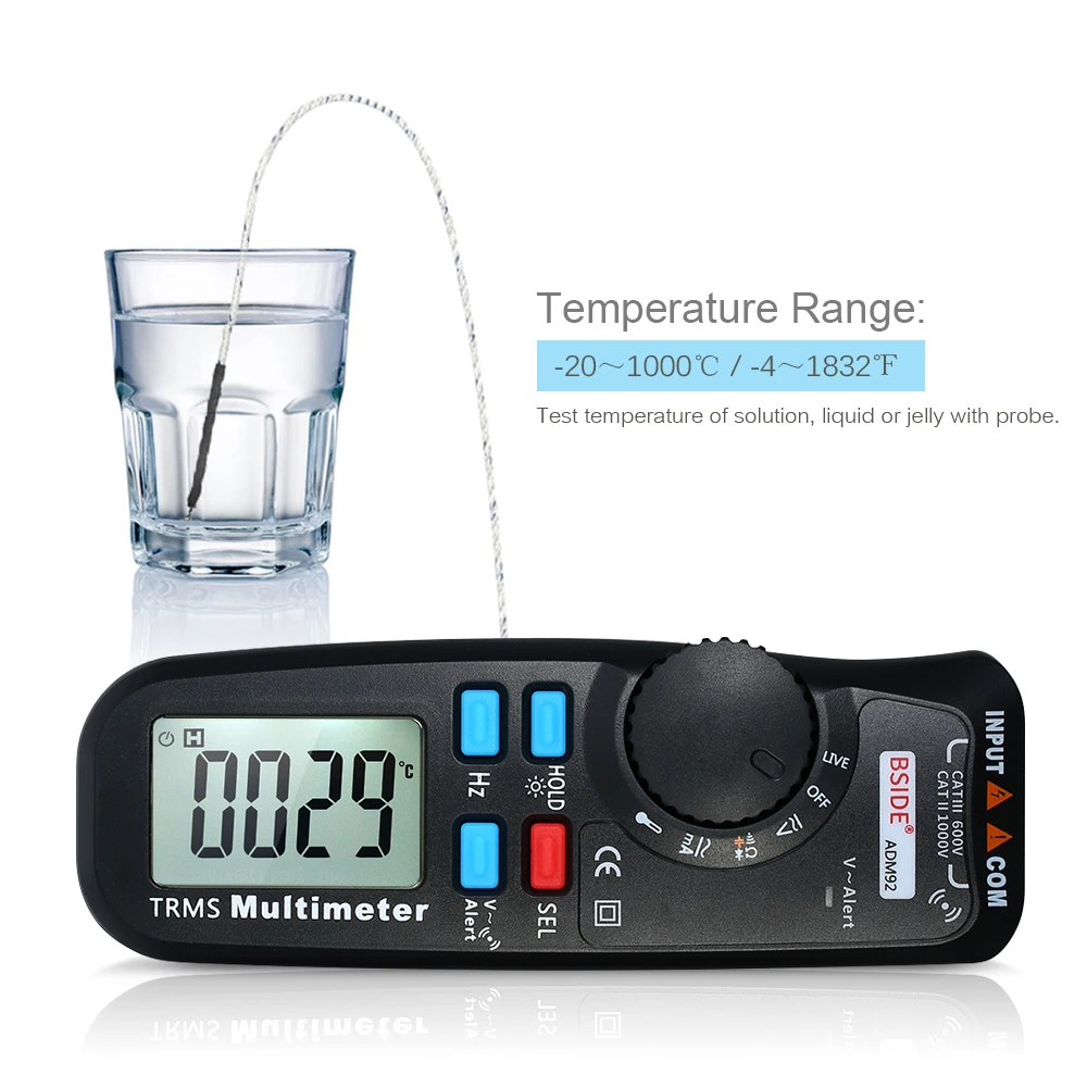 

Digital Multimeter 6000 Counts Mini Multi Meter Voltage Current Ammeter Voltmeter Ohm Frequency Temperature Tester Backlight