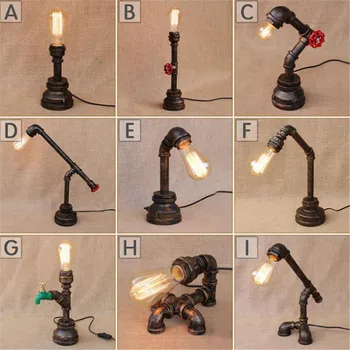 

Retro Coffee Shop water pipe Vintage Desk Lamp Bedroom Bar Table Light Desk Light for reading study lamp lighting fixture