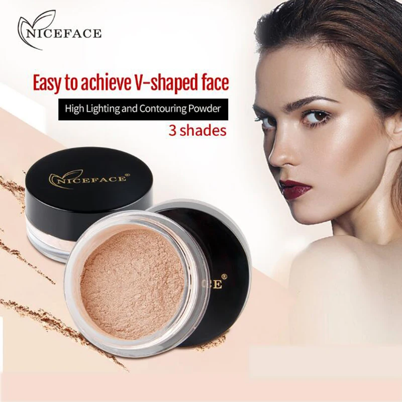 

NICEFACE 3D Face Highlighting & Bronzer Loose Highlighter Powder Glow Shimmering Brighten Face Makeup Silky Pearl Shine