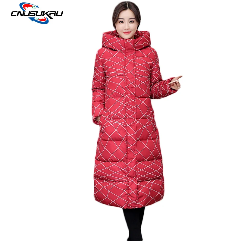 2017 Hooded Parka Women Jacket Plus Size 3xl Long Coat Winter Knee