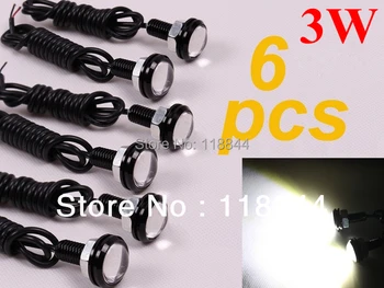 

6Pcs 3W High Power LED Larger Lens Ultra-thin car led Eagle Eye Tail light Backup Rear Lamp Bulb Fog Daytime Running Light White