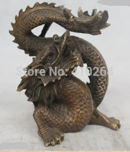 

5"Chinese Folk Pure Bronze excellent Lucky Lifelike Dragon Play Bead Statue discount 30%