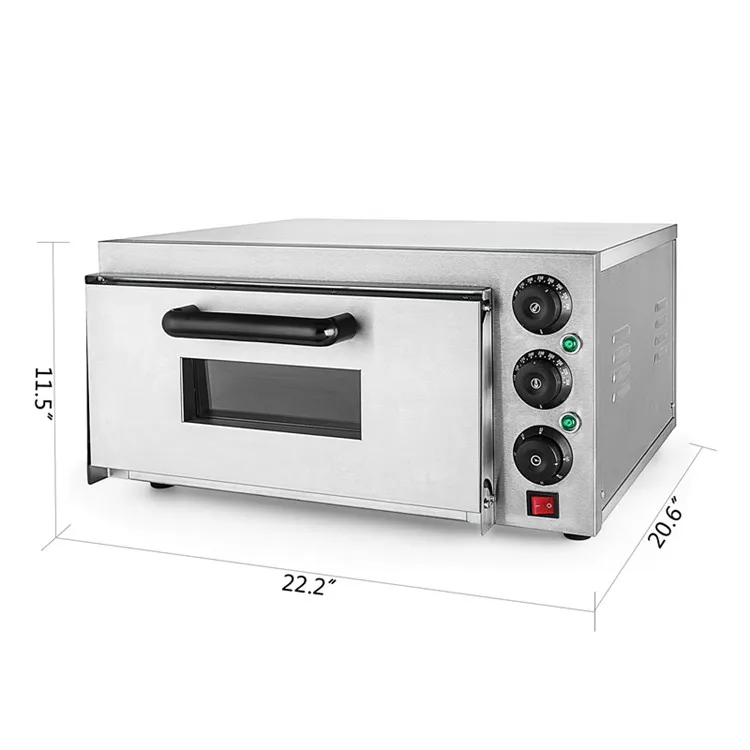 Stainless Steel Commercial 2000 W Electric Pizza Oven Single Deck Baking Machine 110V/50Hz