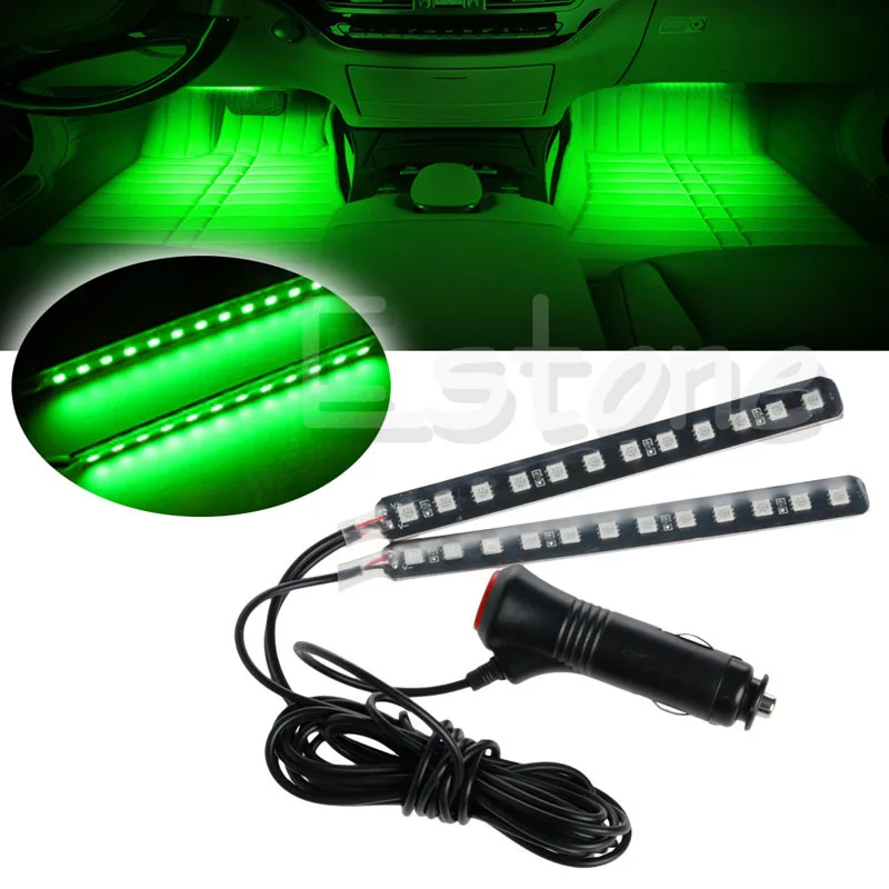 2X12 LED Car SUV Interior Footwell Floor Decor Atmosphere Light Neon Strip Green | Автомобили и мотоциклы