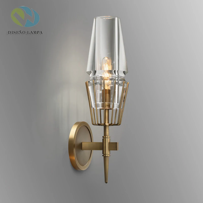 

American RH Retro Led Wall Lamp E14 Edison Wall Lamp Lustres Luminarias Lighting Fixtures For Bedroom Glass Copper Wall Lamp