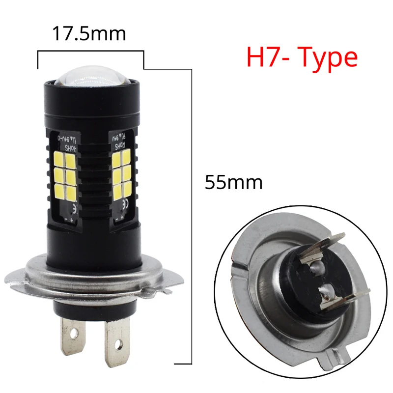 1 шт фара 9004 9005 9006 9007 H4 H7 H8 H10 H16 P13W R5W 3030 чипы 21 SMD 1260LM DRL 9~ 20V противотуманная фара в сборе - Испускаемый цвет: H7