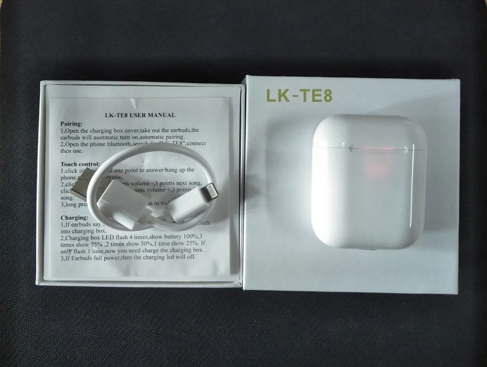 LK TE8 LK-TE8 беспроводной наушник смарт-наушники 5,0 Bluetooth Беспроводная зарядка для iphone Android