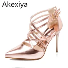 Akexiya Frauen Medium Rot Goldene Sexy Pumps Heels Lady Schuhe Mode Schwarz Spitz Dünne Hohe Silbrig Hochzeit Heel Sandalen