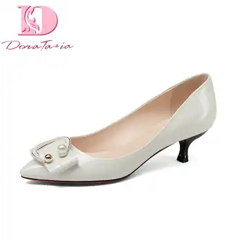 Doratasia Brand New Genuine Leather Thin Med Heels Solid Best Quality Shoes Woman Fashion Spring Pumps Big Size 33-43