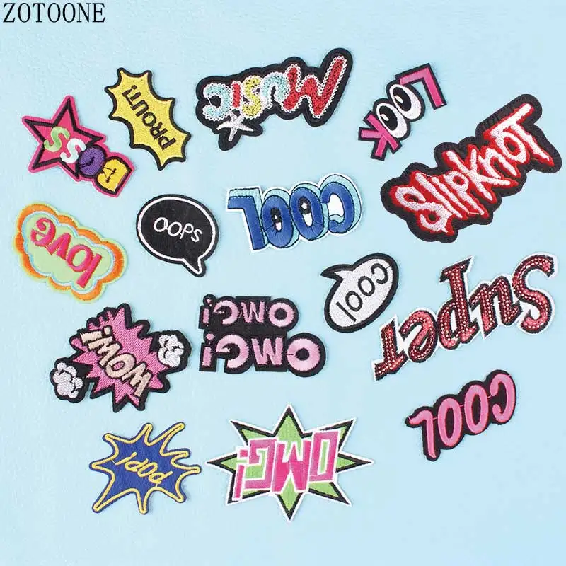 

ZOTOONE Mixed Letter Patch Iron On Cheap Embroidered Patches Stripes On Clothes Diy Stickers For Jeans Hat Sewing Appliques