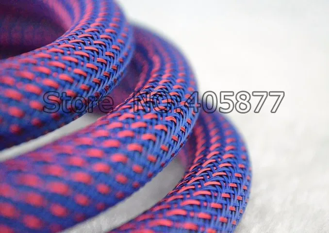 16MM Nylon Mesh Purple+Red Screen Braided Sleeving For DIY HIFI audio video cable wire 16MM Nylon Mesh Purple+Red Screen Braided Sleeving For DIY HIFI audio video cable wire