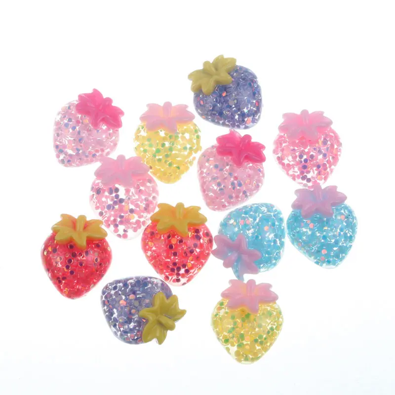 

50pcs Clear Colorful Resin Strawberry Decoration Crafts Flatback Cabochon Embellishments For Scrapbooking Diy Accessories