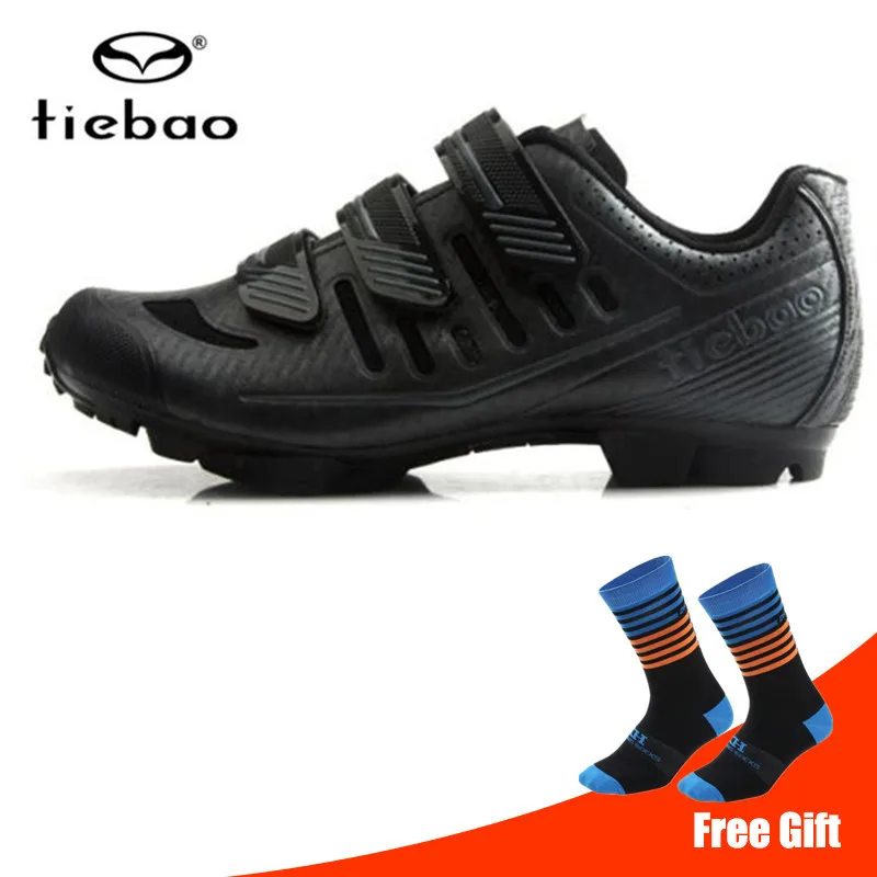 Tiebao Sapatilha Ciclismo Mtb Cycling Shoes SPD Pedals Men sneakers Breathable Mountain Bike Self-locking Bicycle riding Shoes - Цвет: add socks