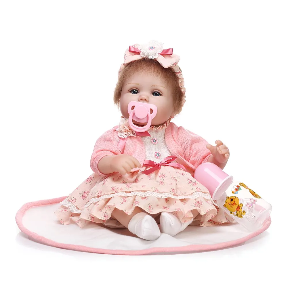 NPK 16 дюймов силиконовые Кукла реборн комплект реалистичные Симпатичные для маленьких девочек новорожденных куклы для детей Playmat подарок