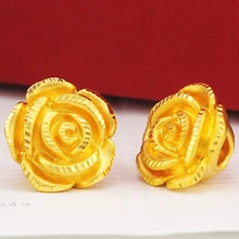 1PCS Real 999 24k Yellow Gold Pendant 3D Women 3D Rose Flower Only Pendant 12x9mm real 24k yellow gold pendant women 999 gold 3d heart pendant